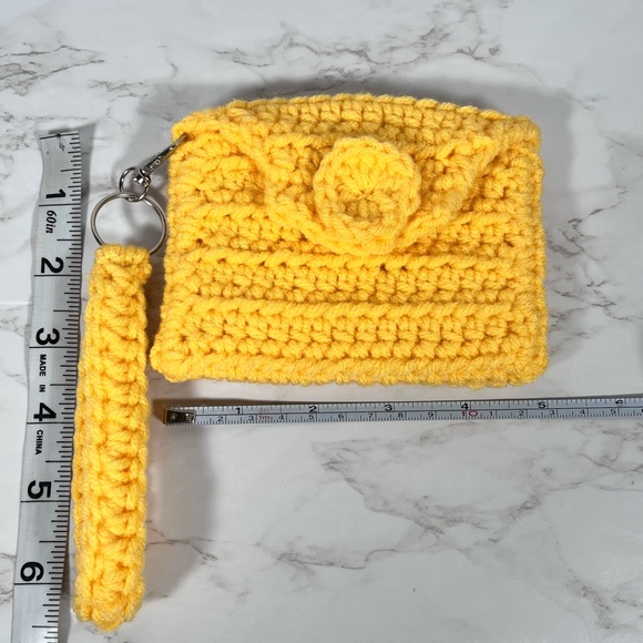 Yellow Crochet Mini Wristlet Clutch - Picture 10 of 10